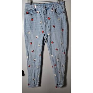 Hello Kitty by Sanrio Light Wash Graphic Denim Jeans Size 13 Y2K Aesthetic